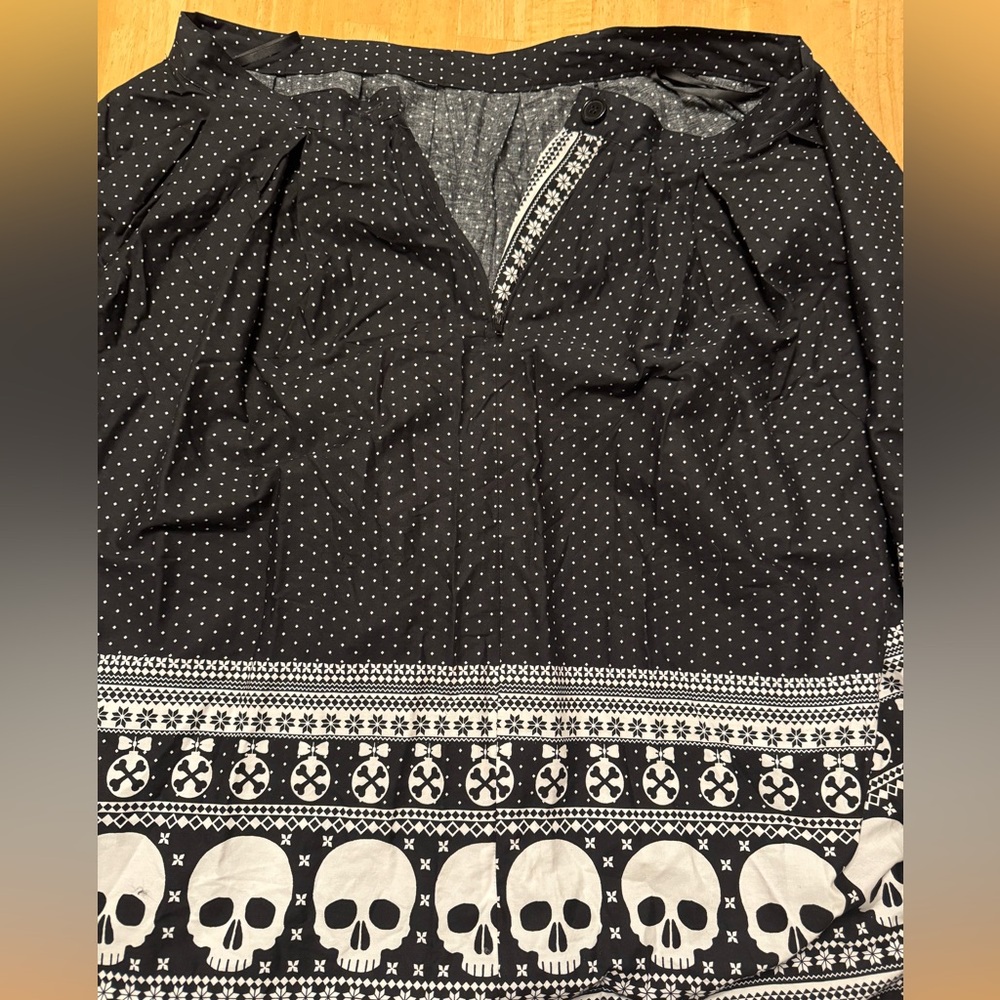 HELL BUNNY Clara Skull Christmas Holiday Skirt - Picture 2 of 7